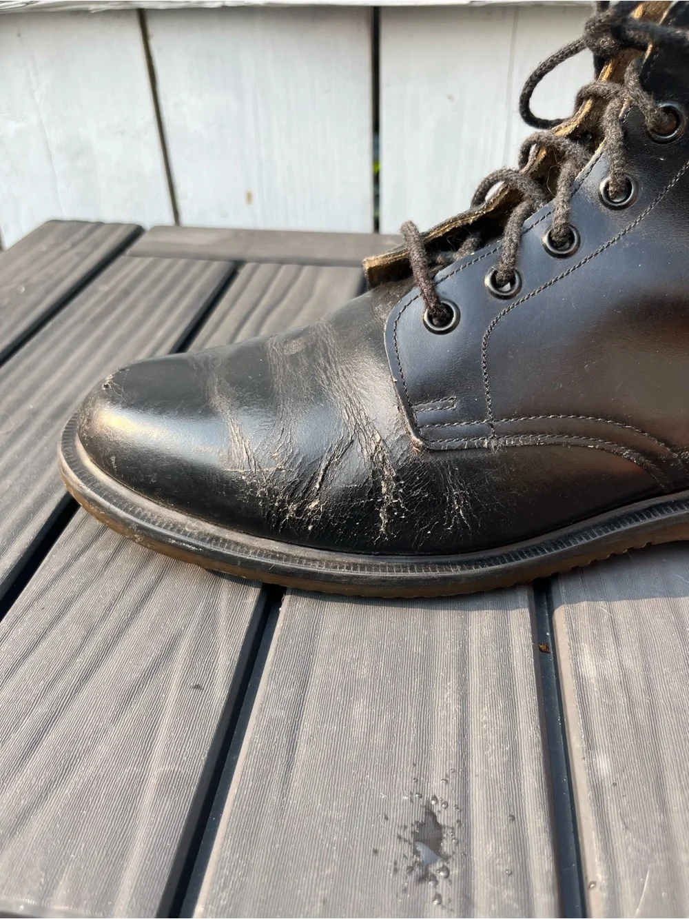 Vintage Dr. Doc Martens Black Leather Boots 6 Eyelet Made in England Size 10